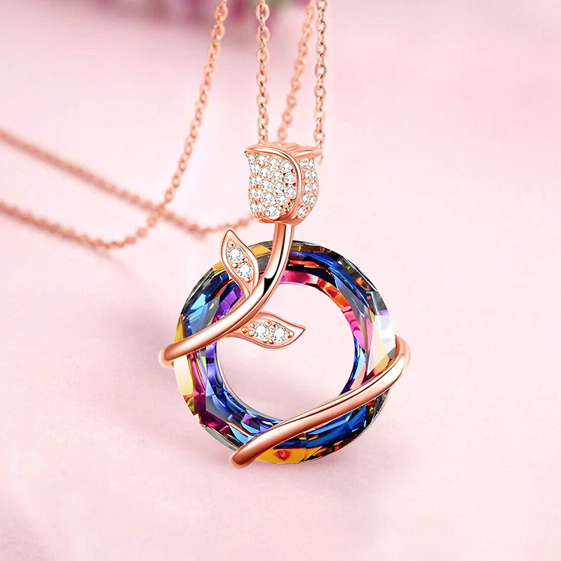 For Love - S925 To My Smokin' Hot Woman Crystal Rose Necklace