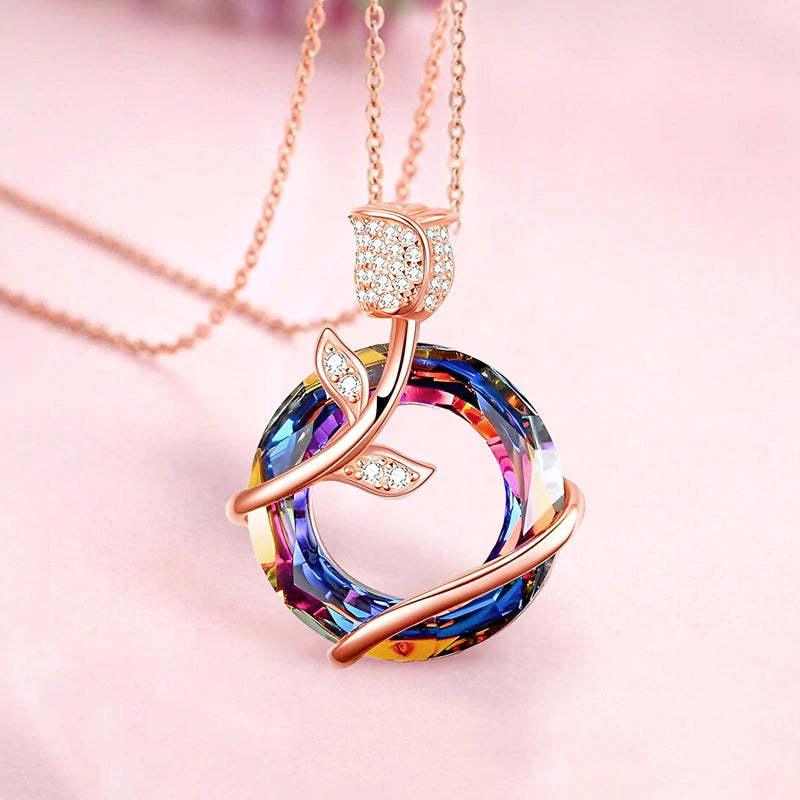 For Love - S925 To My Smokin' Hot Woman Crystal Rose Necklace