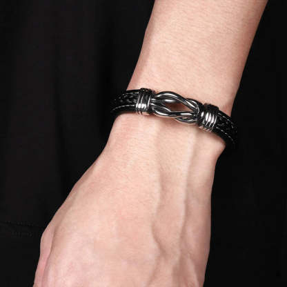 For Grandson - Grandmother and Grandson Forever Linked Together Black Knot Bracelets