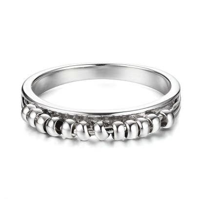 For Daughter - S925 I will Love & Protect You Half Round Bead Fidget Ring