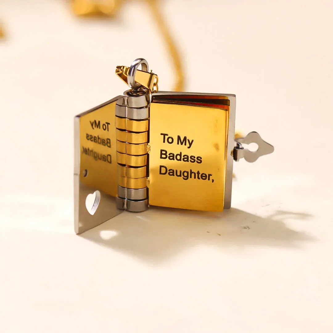 For Daughter - Straighten Your Crown Book Necklace