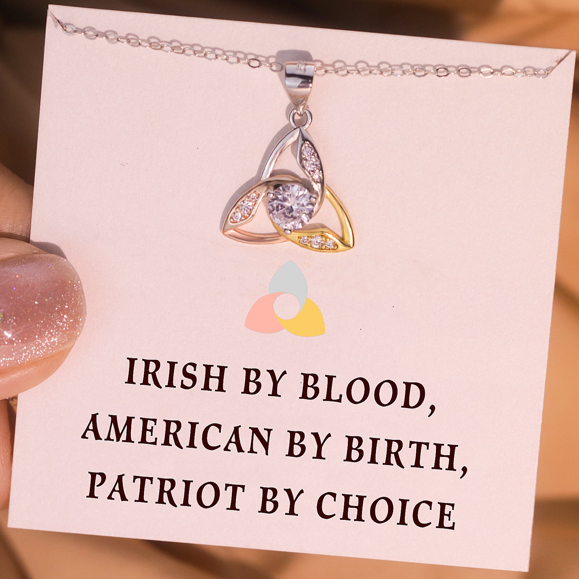 Irish By Blood American By Birth Patriot By Choice Celtic Knot Necklace
