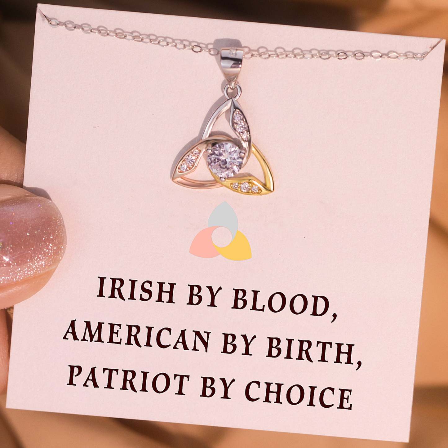 Irish By Blood American By Birth Patriot By Choice Celtic Knot Necklace