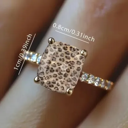 Unisex Adjustable Leopard Print Statement Ring