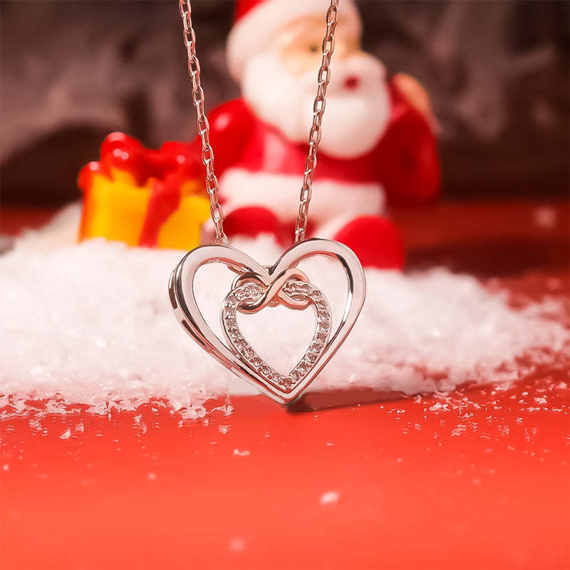 For Daughter - S925 Mother & Daughter Forever Linked Together Two Hearts Infinity Necklace