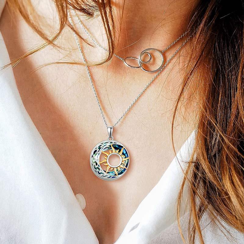 For Friend - S925 Thank You for Always being My Side Celtic Moon and Sun Necklace