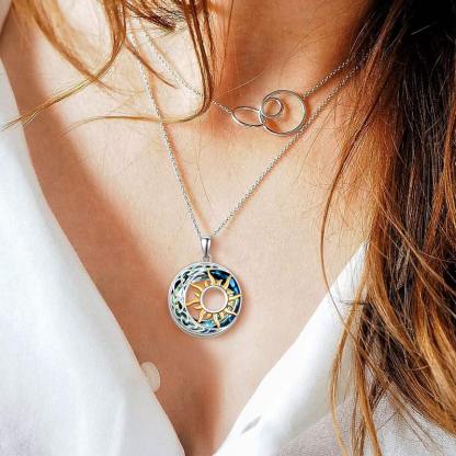 For Friend - S925 Thank You for Always being My Side Celtic Moon and Sun Necklace