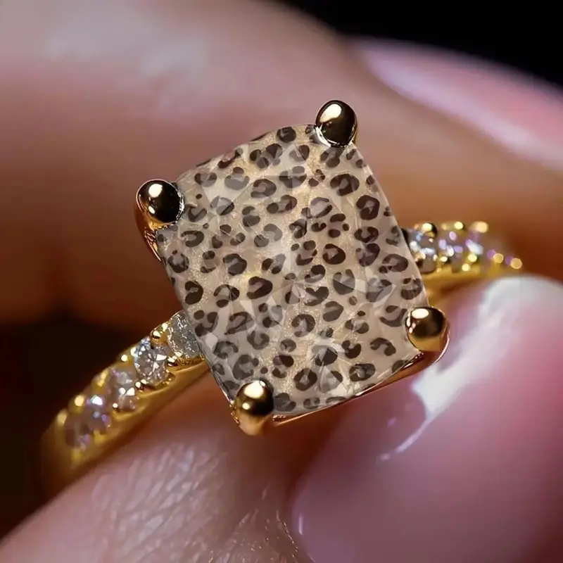 Unisex Adjustable Leopard Print Statement Ring