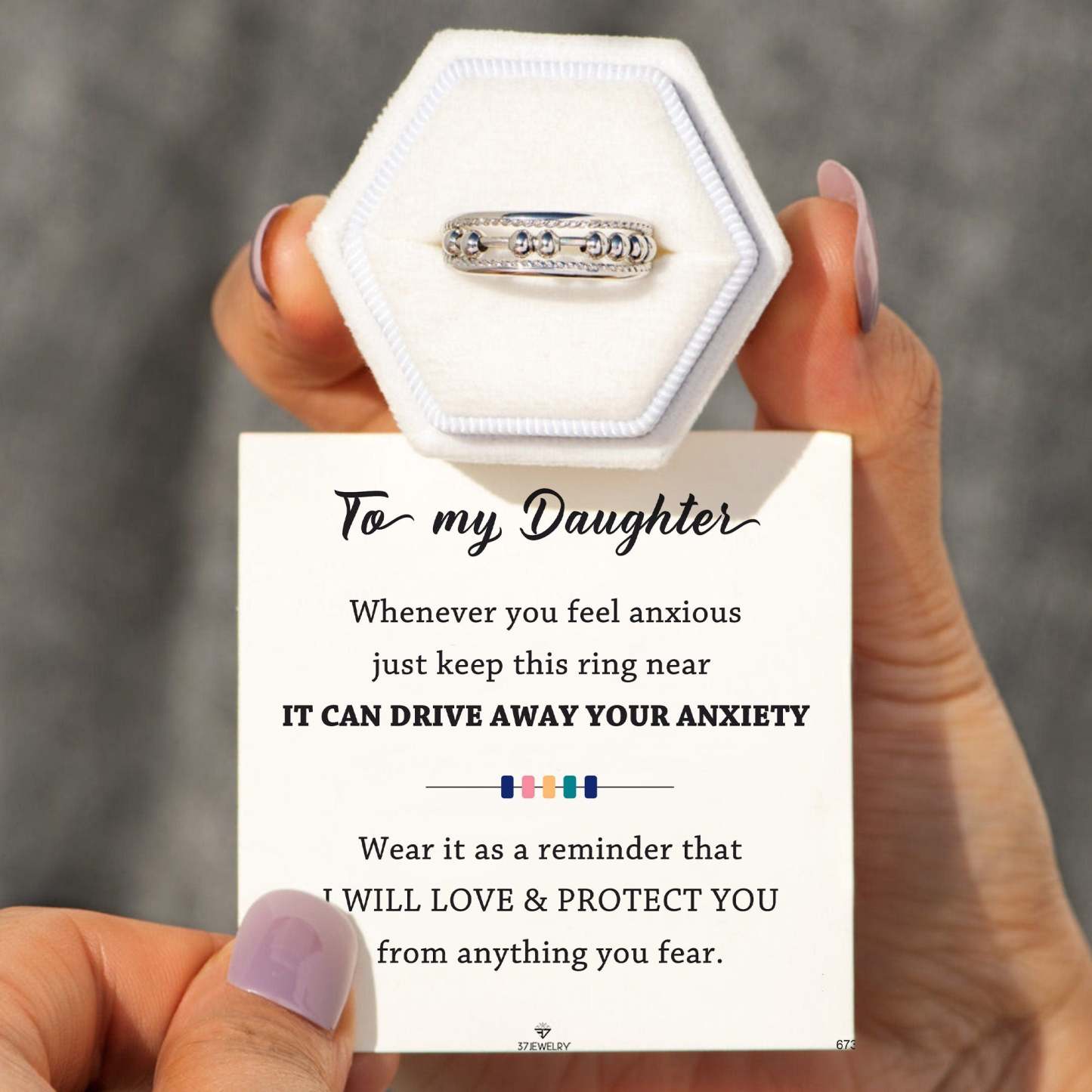 For Daughter - S925 Drive Away Your Anxiety Two Layer Beads Fidget Ring