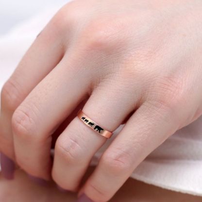 For Mother - S925 You Are the Best Mama Bear in the World Mama Bear Stacked  Ring - 2 Rings Set