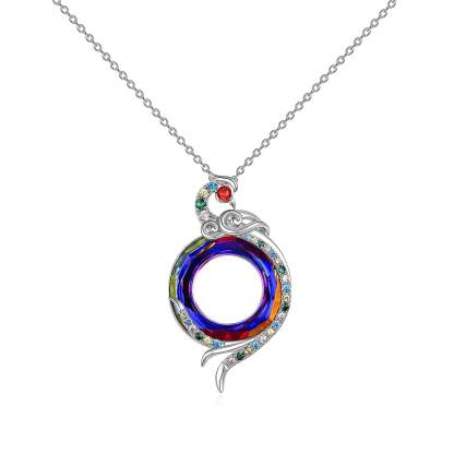 For Self - S925 I Survived Because The Fire Inside Me Burns Brighter Than The Fire Around Me Swarovski Gem Phoenix Necklace