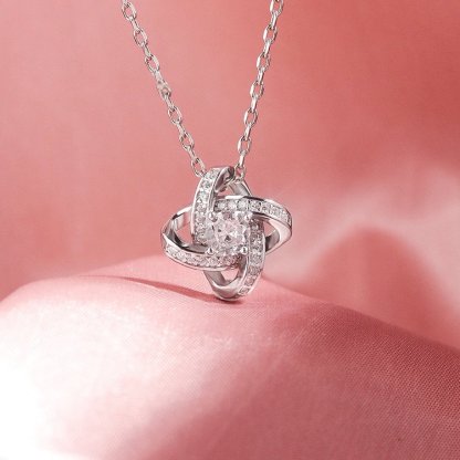 For Daughter - S925 Always Keep Me in Your Heart for You are Always in Mine Knot Necklace