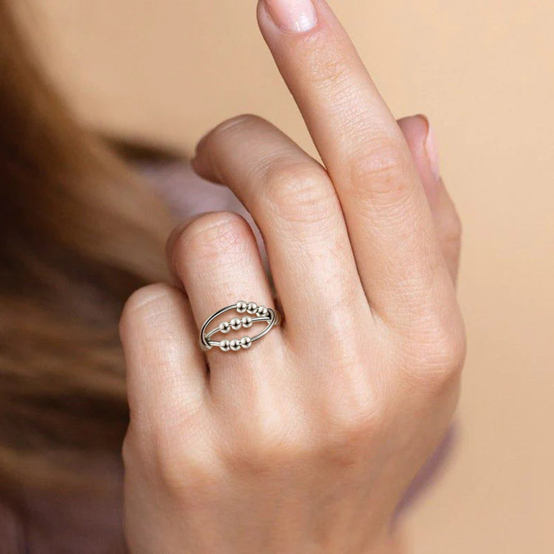 For Daughter - S925 Drive Away Your Anxiety Nine Beads Fidget Ring