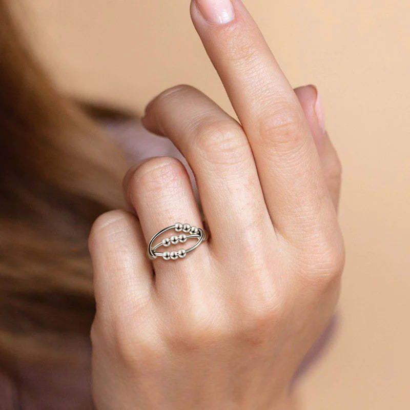 For Daughter - S925 Drive Away Your Anxiety Nine Beads Fidget Ring