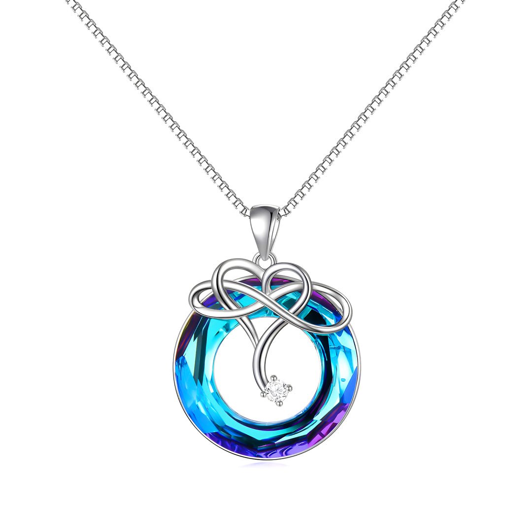 S925 Mother & Daughter Forever Linked Together Crystal Infinity Necklace