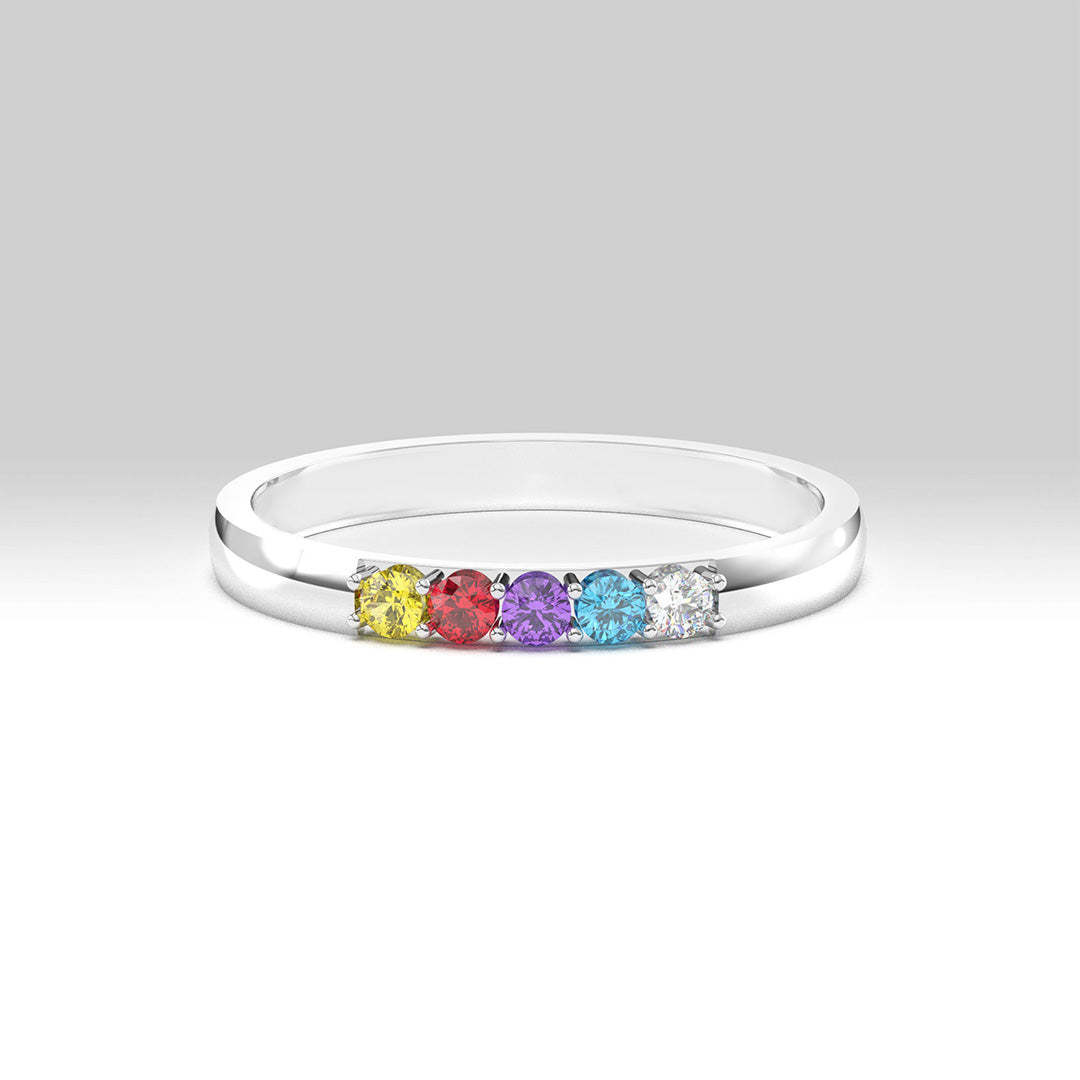 S925 Custom Birthstones Dainty Mini Ring