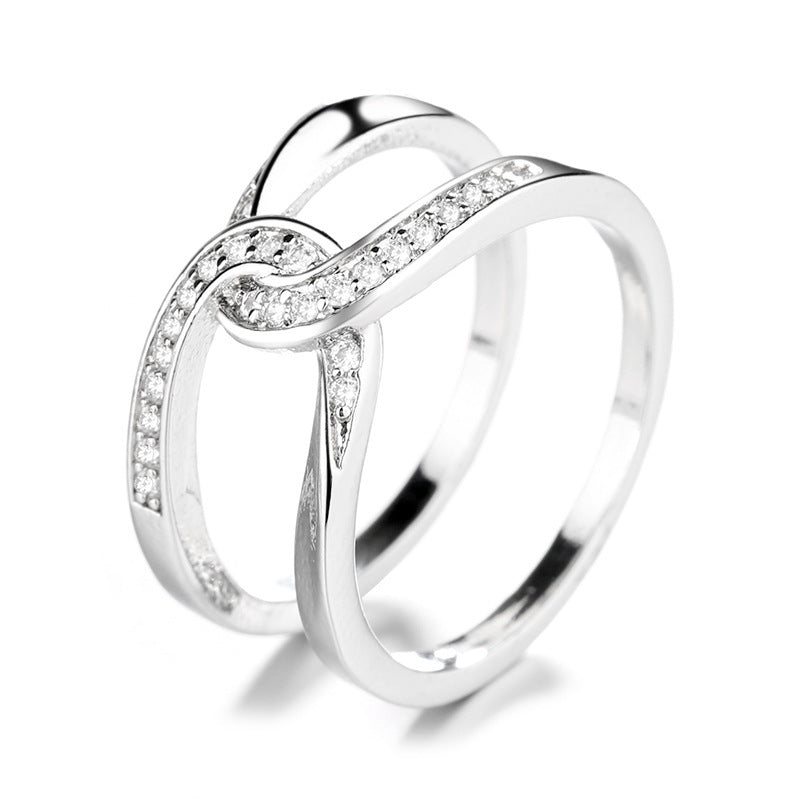 S925 No Matter How Busy We May be Our Hearts are Always Linked Together Cross Ring