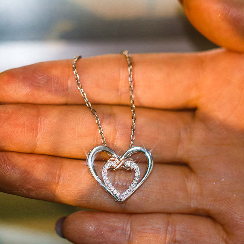 For Daughter - S925 Mother & Daughter Forever Linked Together Two Hearts Infinity Necklace