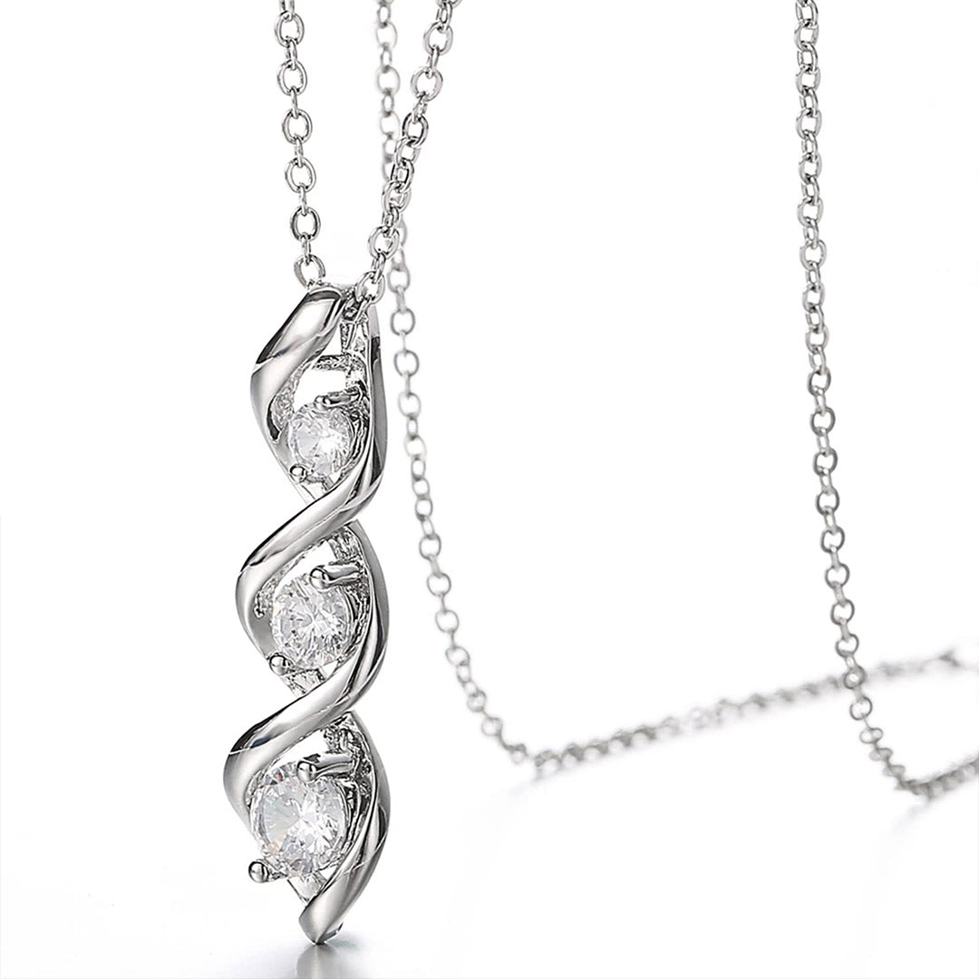 For Mother - S925 Thanks for Sharing Your DNA Three Diamond Spiral Necklace