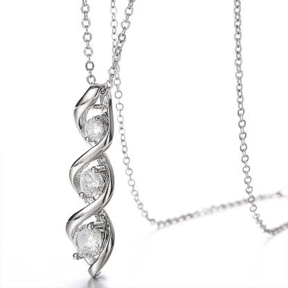 For Mother - S925 Thanks for Sharing Your DNA Three Diamond Spiral Necklace