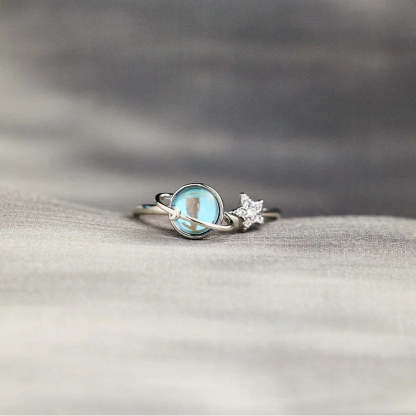 S925 Give This Star A Spin to Shine Through Your Worries Spinning Blue Planet Ring