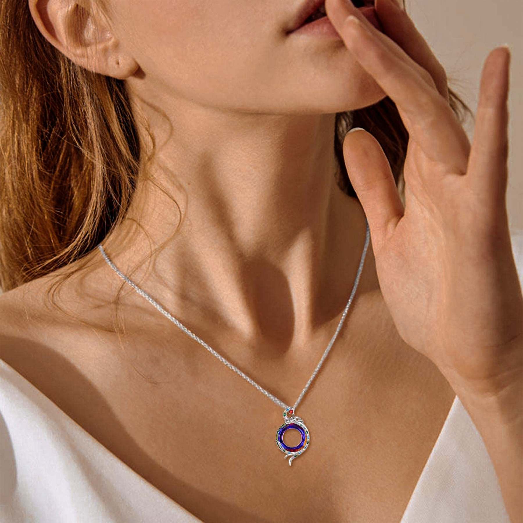 For Self - S925 I Survived Because The Fire Inside Me Burns Brighter Than The Fire Around Me Swarovski Gem Phoenix Necklace