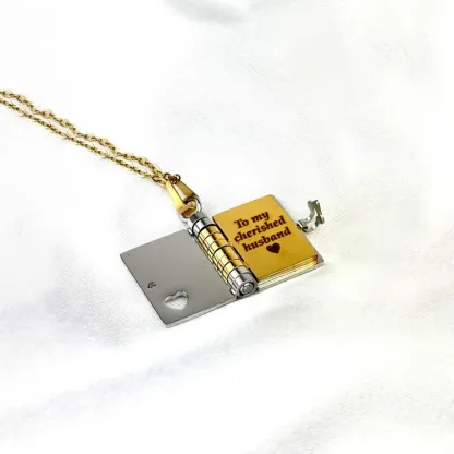 For Husband - My Hubby Book Necklace