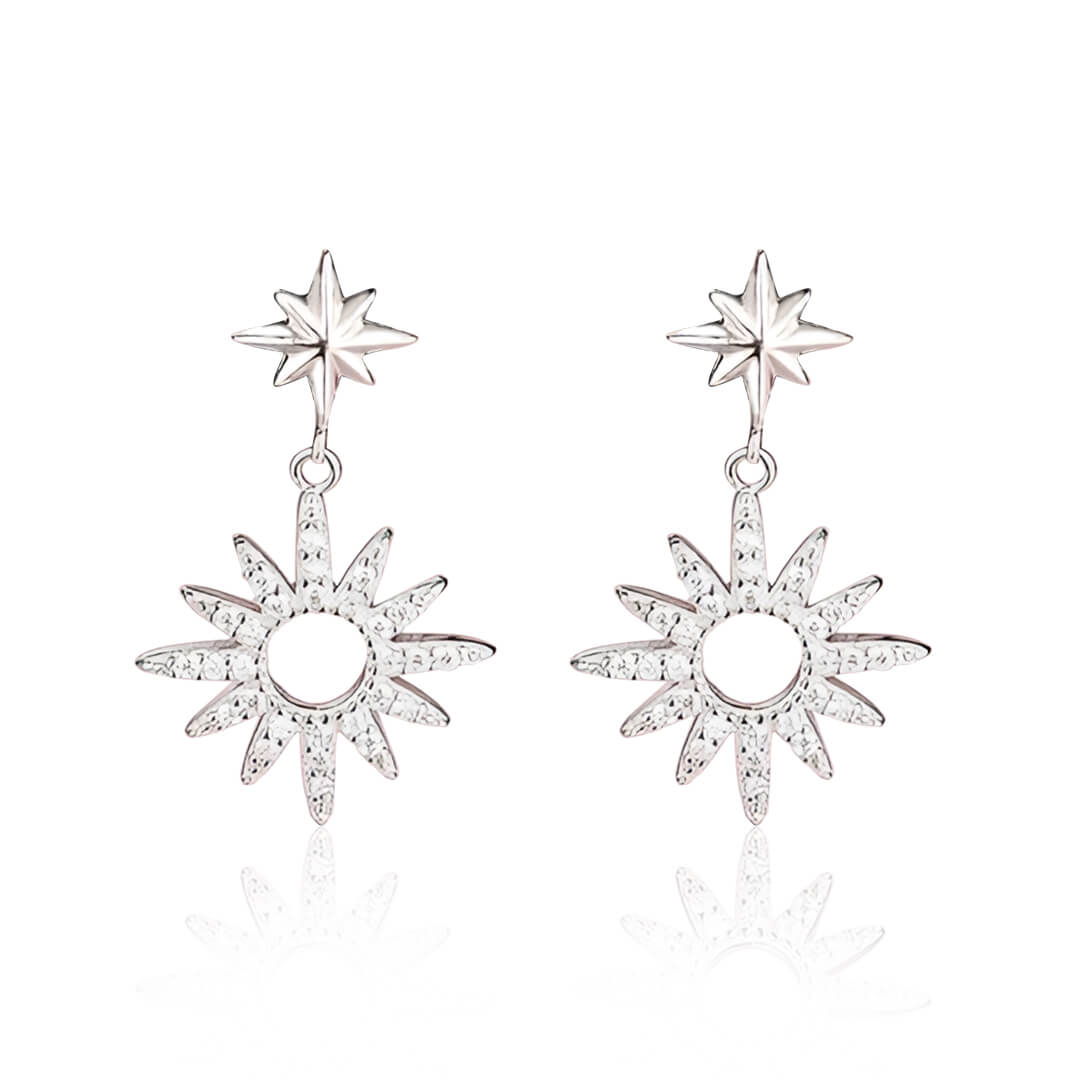 S925 Sparkle Octagram Earrings