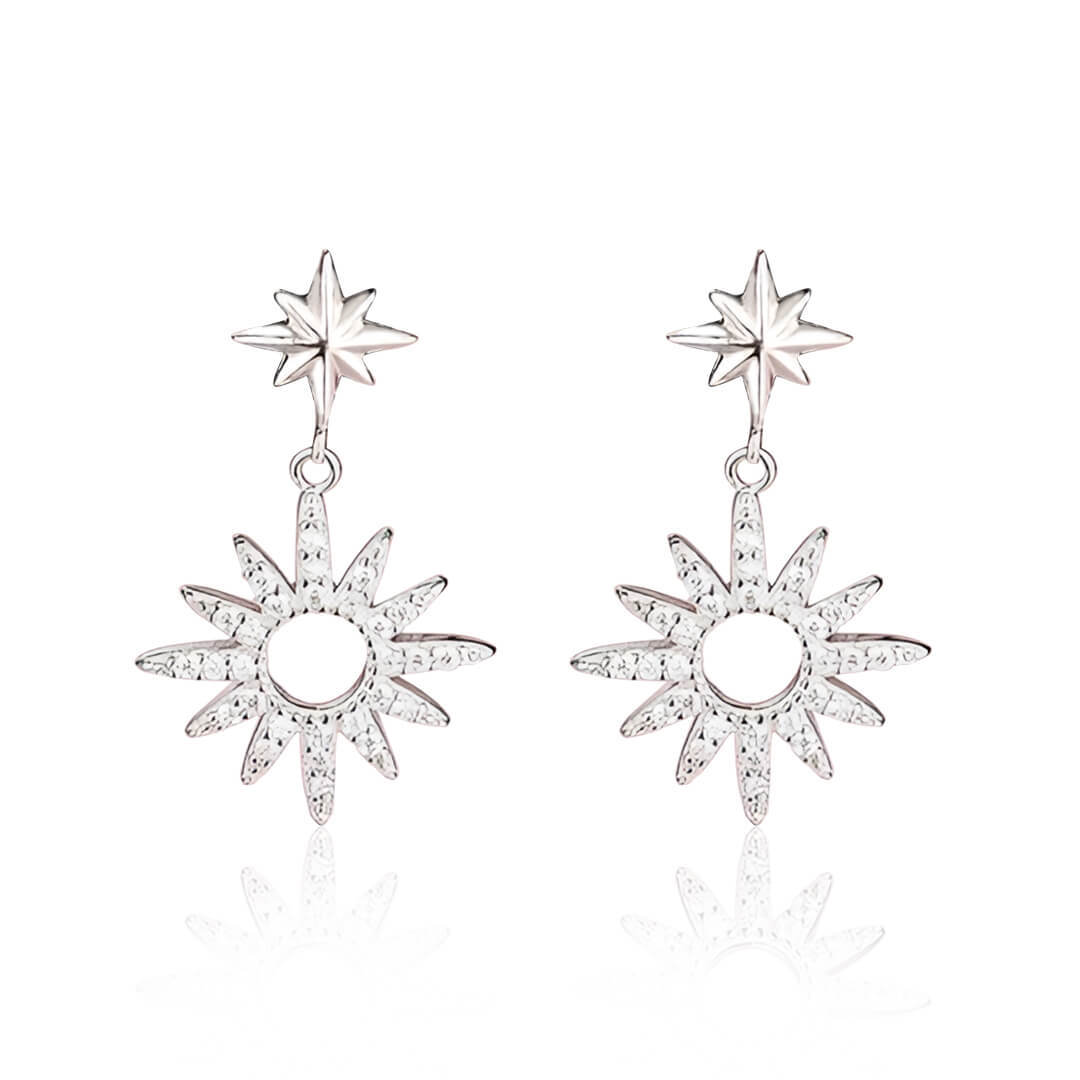 S925 Sparkle Octagram Earrings