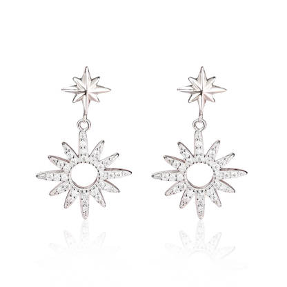 S925 Sparkle Octagram Earrings