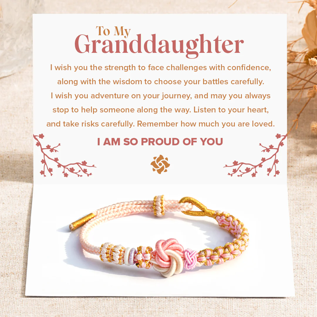 For Granddaughter - I AM SO PROUD OF YOU Peach Blossom Knot Bracelet