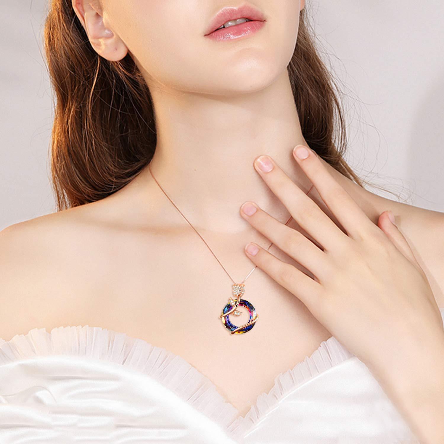 Rose Crystal Circle Necklace
