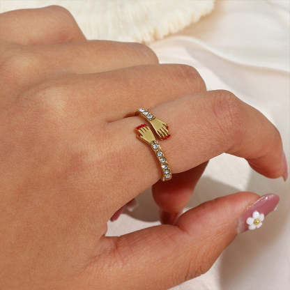 For Granddaughter - S925 I'm Always Ready to Take You in My Arms and Hold You Close Hug Ring