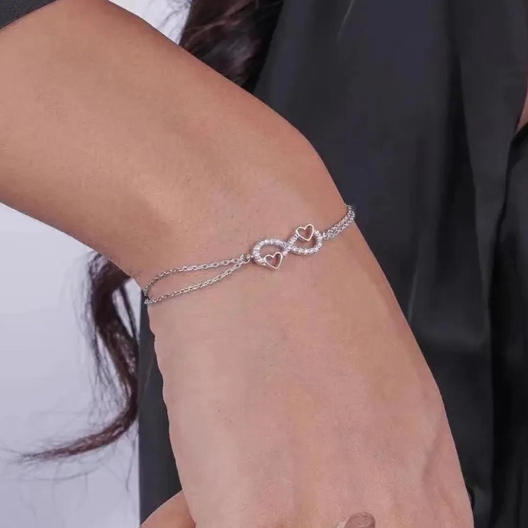 [Copy]Mother & Daughter Custom Infinity Dual Birthstone Bracelet