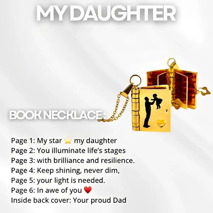 For Daughter - My Star My Daughter Book Necklace