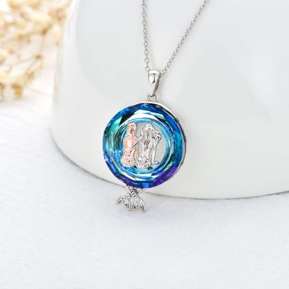 S925 Mermaid Sister Crystal Circle Necklace