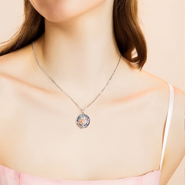 For Daughter - S925 We Are Forever Linked Together Crystal Life Tree Necklace