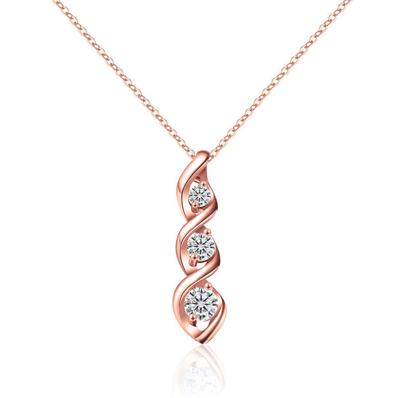 For Mother - S925 Thanks for Sharing Your DNA Three Diamond Spiral Necklace