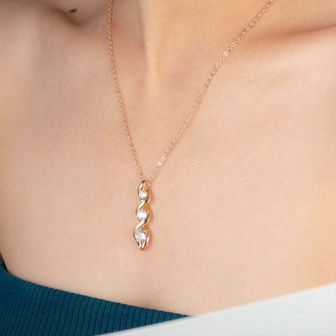 For Mother - S925 Thanks for Sharing Your DNA Three Diamond Spiral Necklace