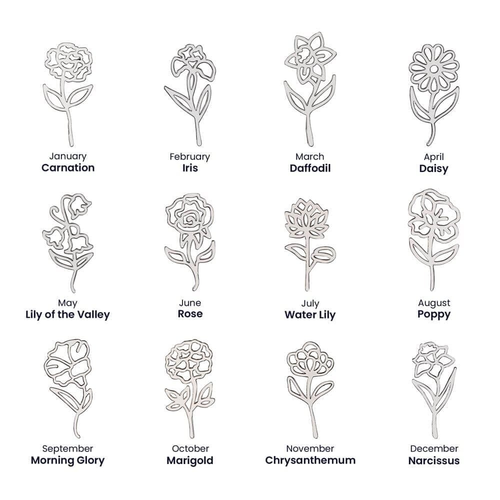 No Rain - No Flowers - Never Forget That I Love You | Birth Flower Name Necklace
