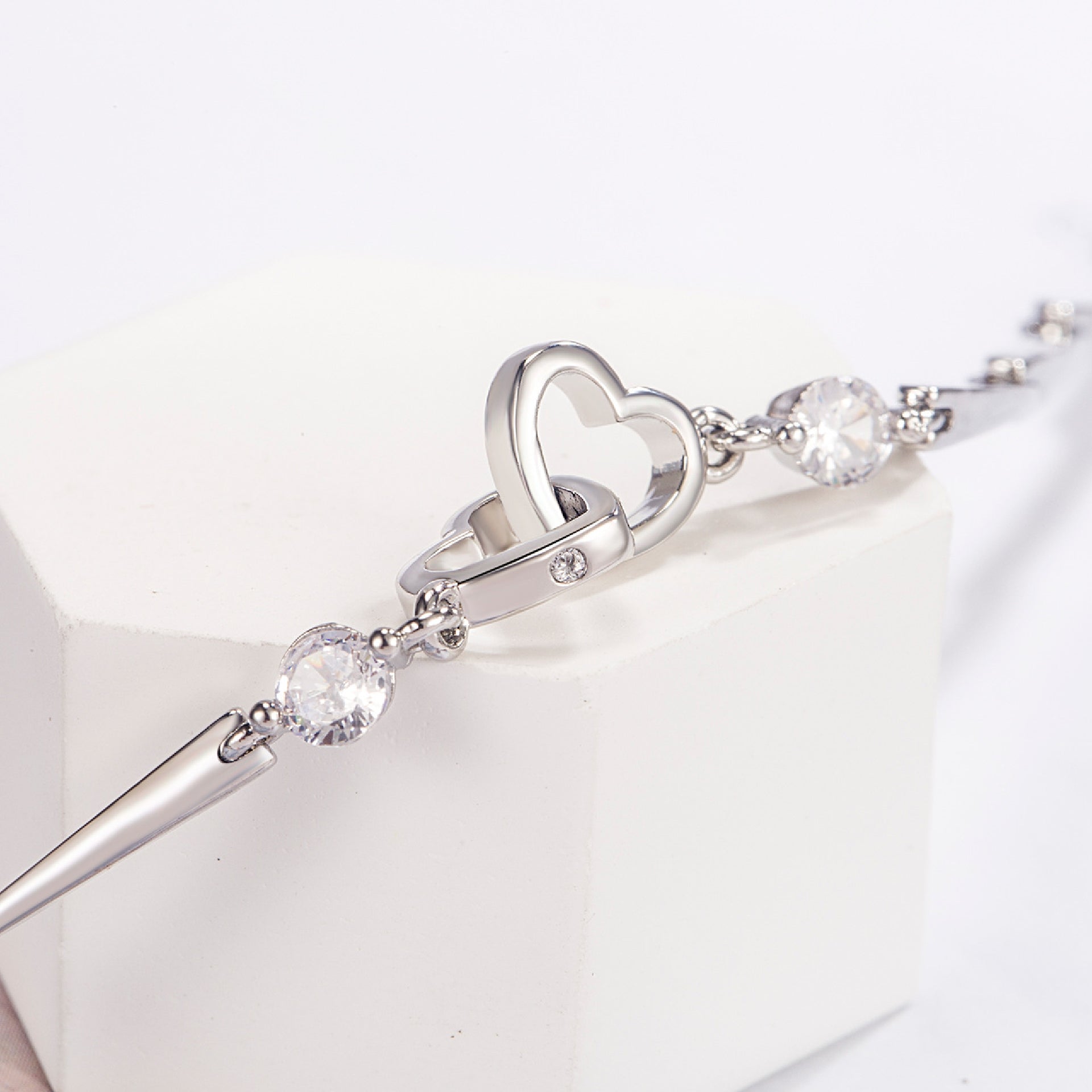 S925 The Love Between Aunt and Niece is Forever Double Heart Bracelet