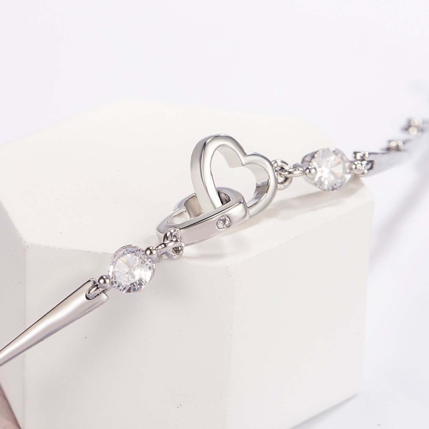 S925 The Love Between Aunt and Niece is Forever Double Heart Bracelet