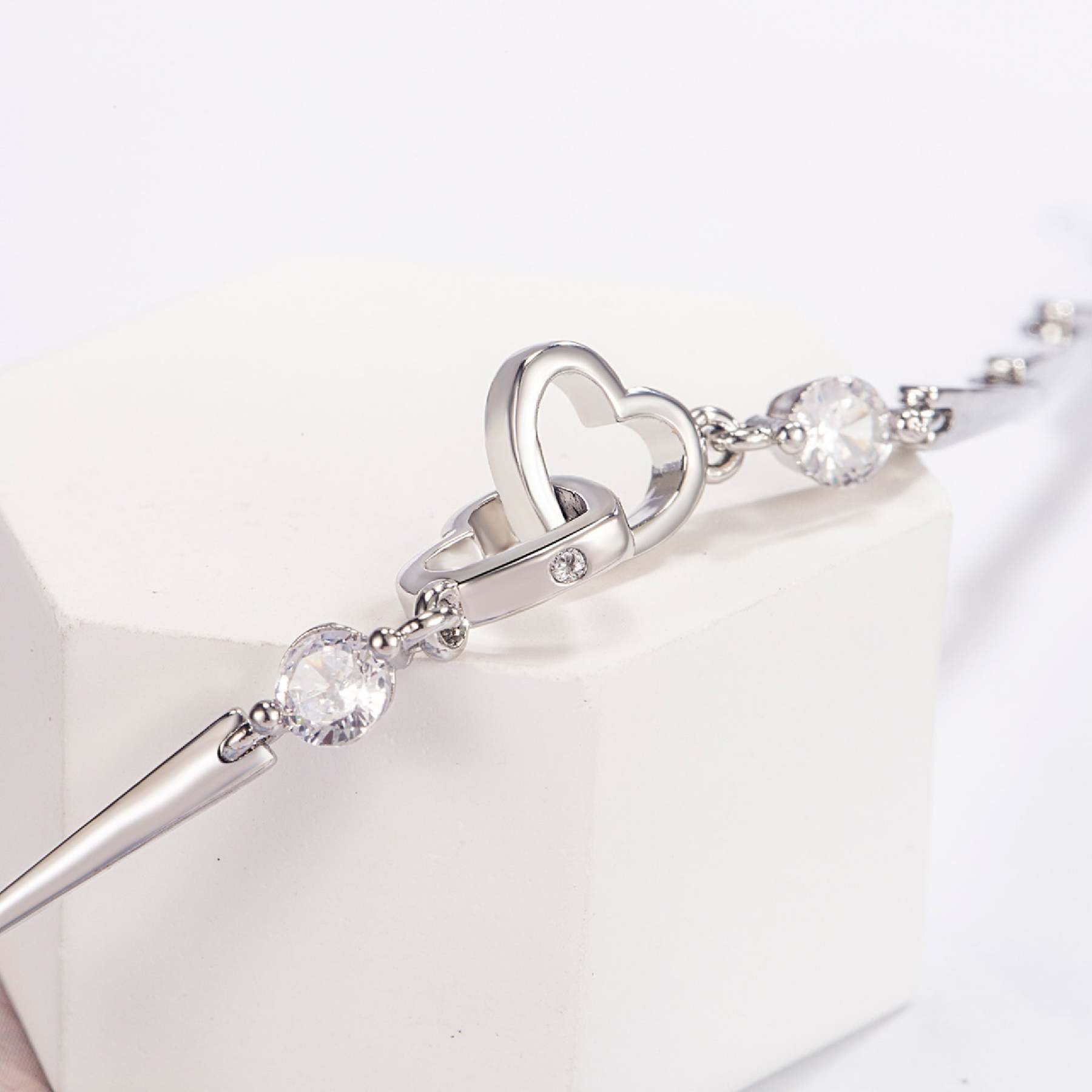 S925 The Love Between Aunt and Niece is Forever Double Heart Bracelet