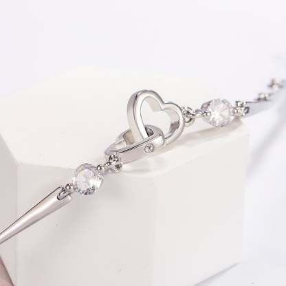 S925 The Love Between Aunt and Niece is Forever Double Heart Bracelet