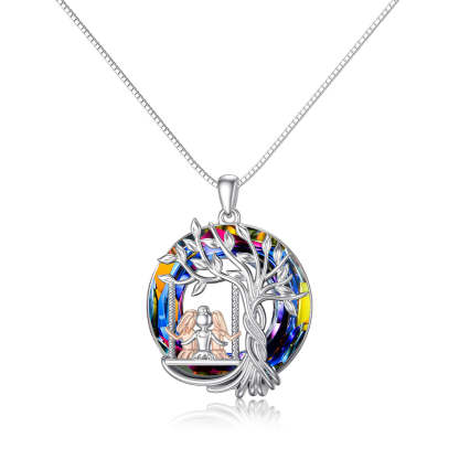 For Friend - S925 Thank You For Being My Unbiological Sister Crystal Tree Of Life Sister Necklace