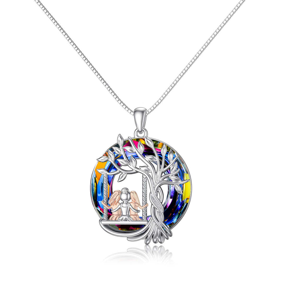 For Friend - S925 When Fate Brought Us Together We Became Sisters at Heart Crystal  Life Tree Necklace