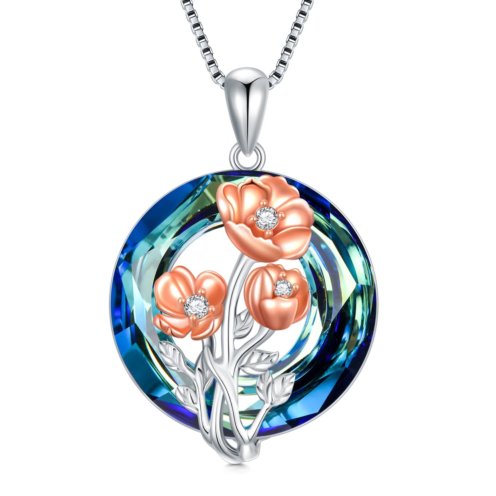 S925 You Belong Somewhere You Feel Free Crystal Birth Month Flower Necklace