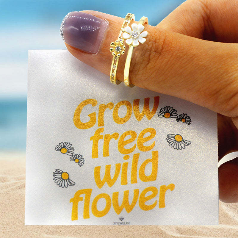 S925 BLOOM Double Layer Daisy Adjustable Ring