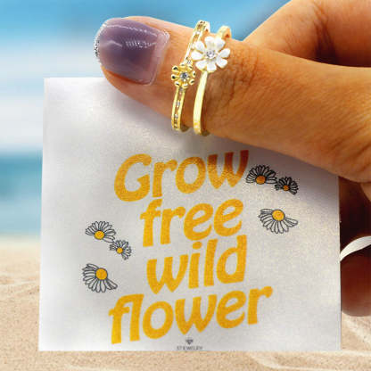S925 BLOOM Double Layer Daisy Adjustable Ring