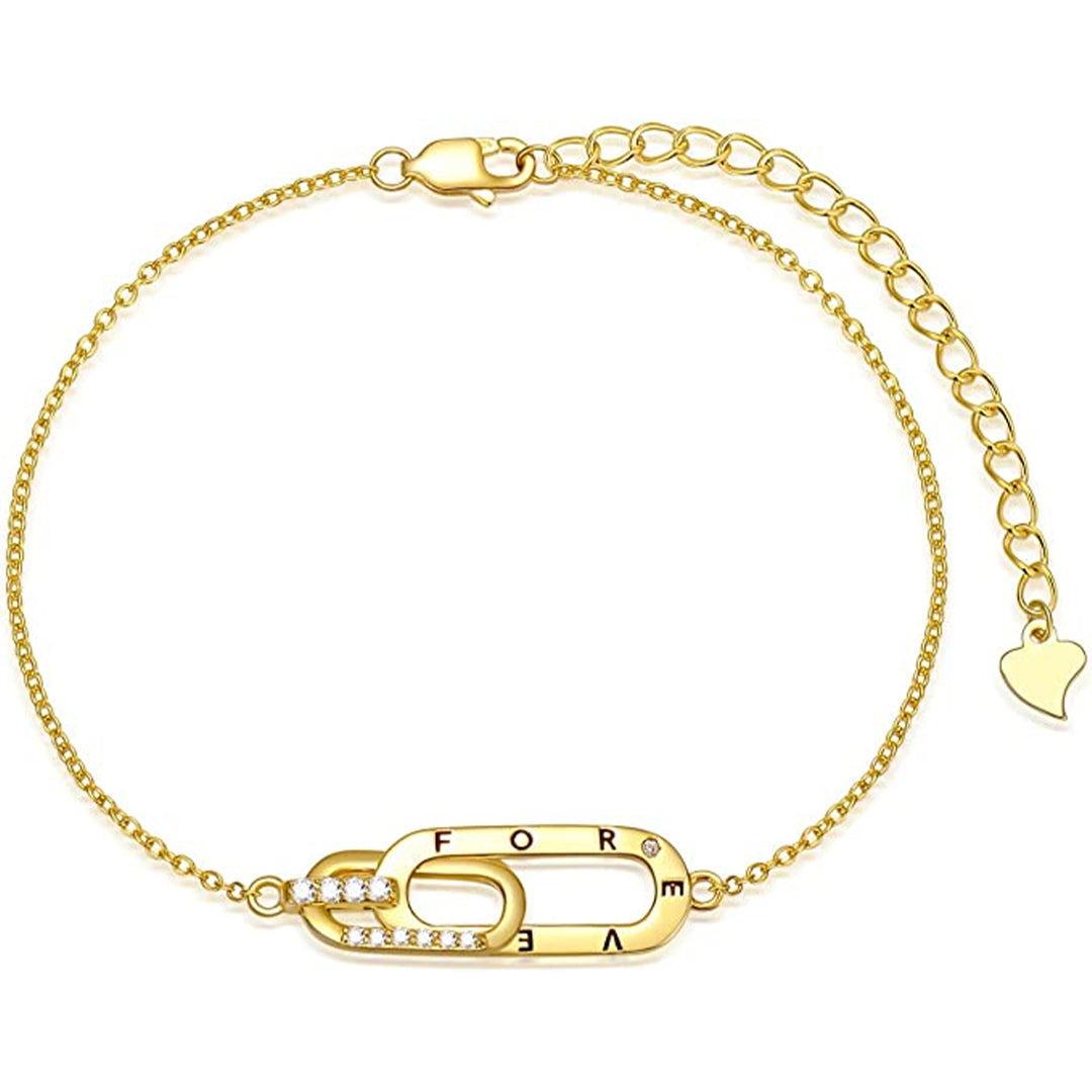 S925 Mother And Daughter Forever Linked Together Circle Bracelet